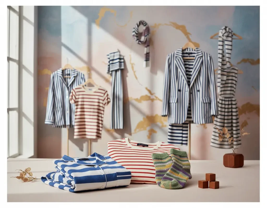 Vêtements rayés variés